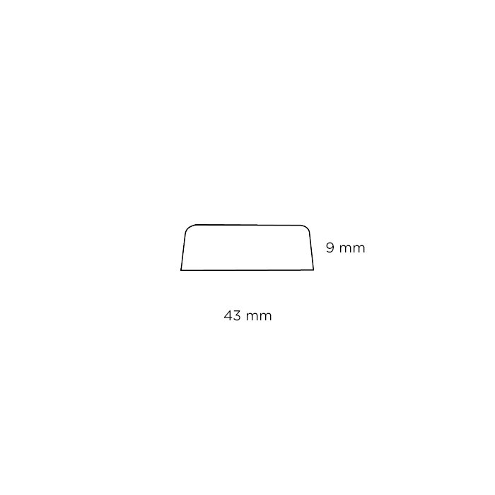 Forkantliste hvid 2 runde kanter - 9 x 43 mm x 3 meter